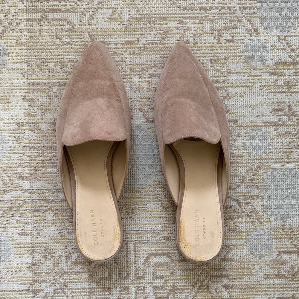 Cole Haan Women's Taupe Suede Mules